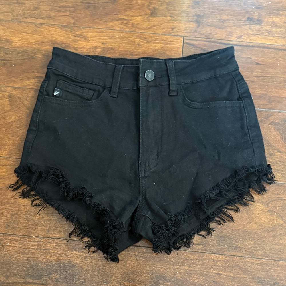 KanCan Black Frayed Hem Jean Shorts